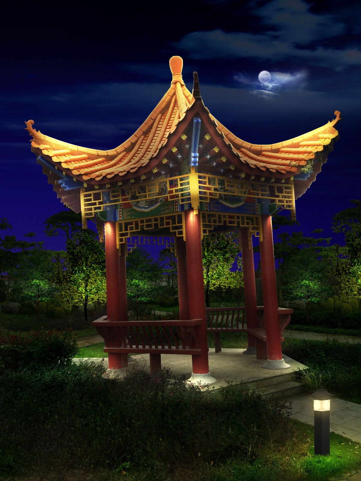 阜南縣清河公園，體育公園景觀(guān)亮化